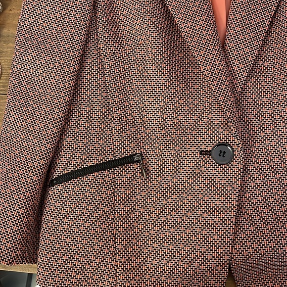Kasper Pink Tweed Button Zip Pockets Lined Blazer Jacket Women’s Size 8 - Picture 4 of 14
